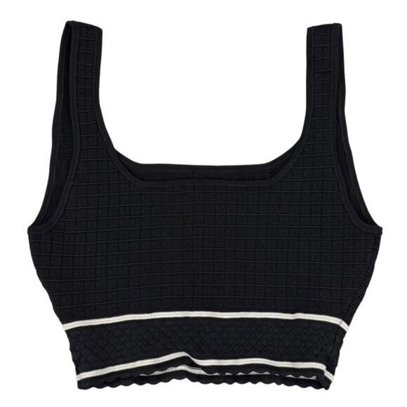 BABATON Sculpt Knit Cropped Button Tank Top Size Small Black / White - Picture 5 of 5